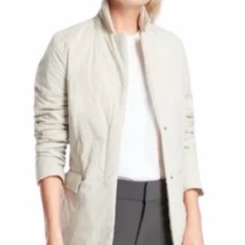 Athleta Light Beige Long Collarless Jacket